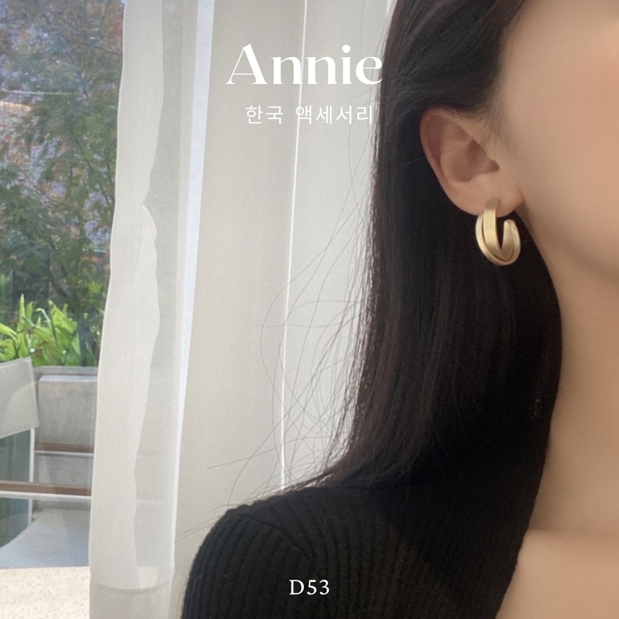 Bông tai tròn xoắn mạ vàng phong cách vintage ANNIE - A51