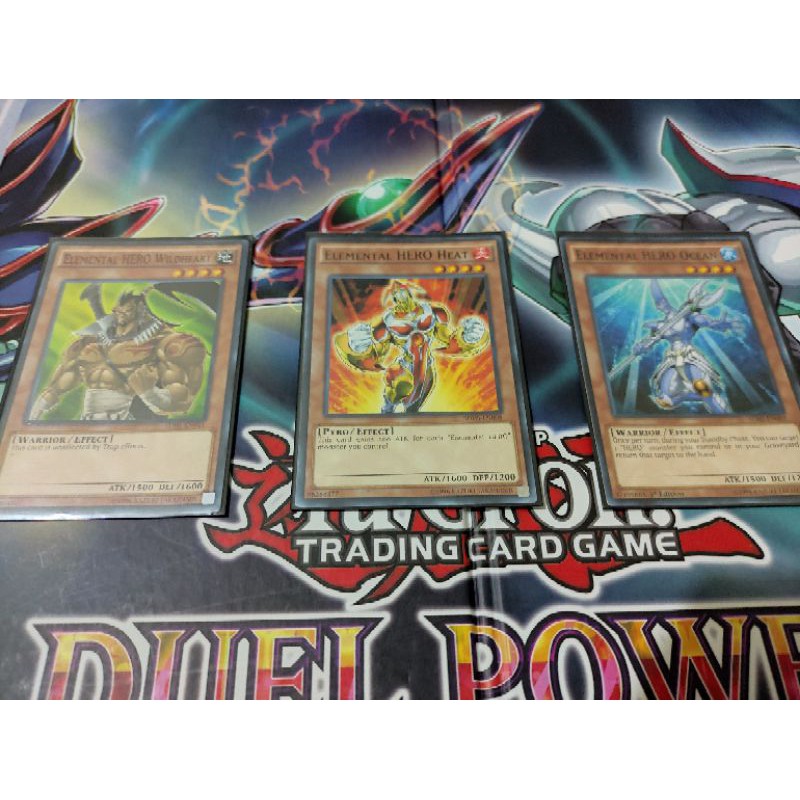 Combo 3 lá bài Yugioh: Elemental hero Wildheart (Wildman), Elemental hero Heat, Elemental hero Ocean