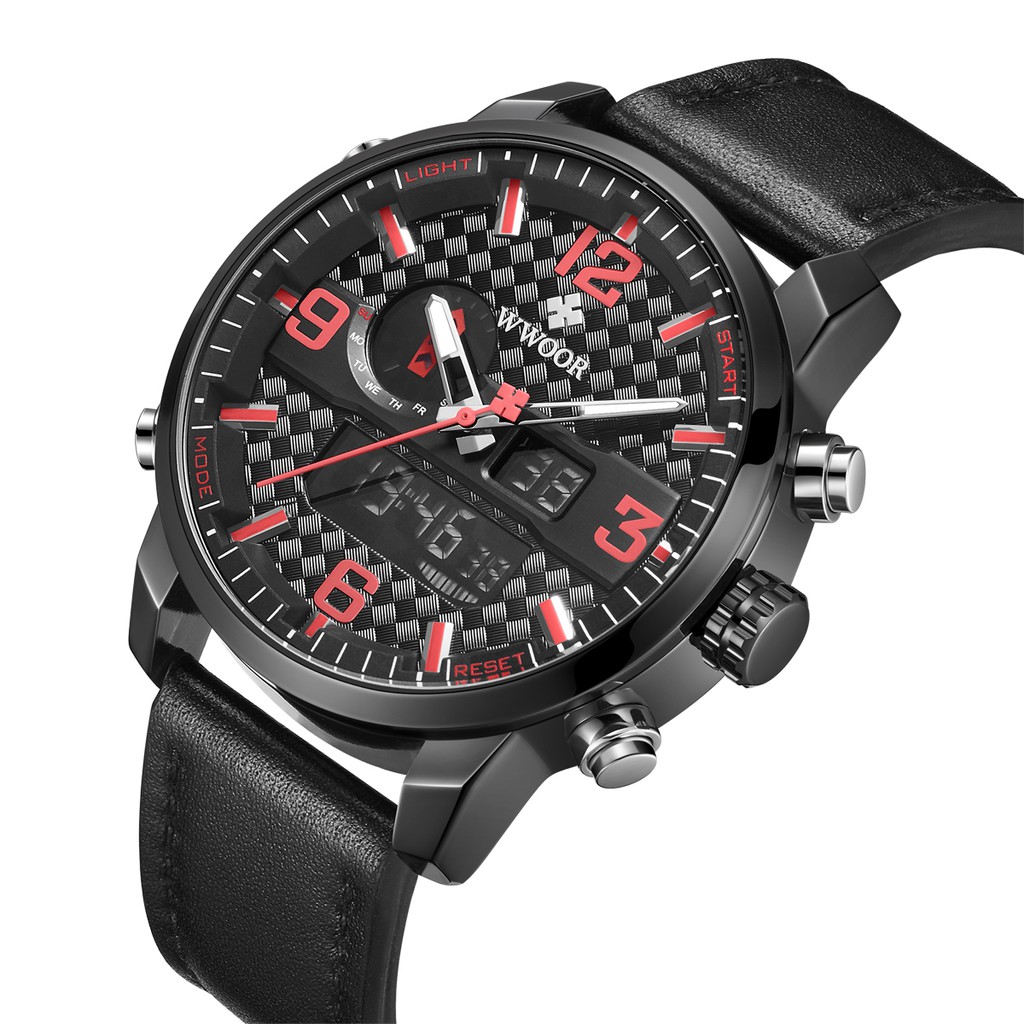 WWOOR Men's watch chronograph outdoors sport watches fashion leather watchs waterproof quartz wristwatch 8859
