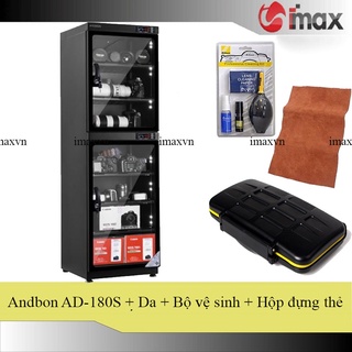 Tủ chống ẩm Andbon AD-180S (180 Lít) - Công nghệ Japan + Hộp đựng thẻ + Bộ vệ sinh máy ảnh  + Da cừu lau len (Da thật)
