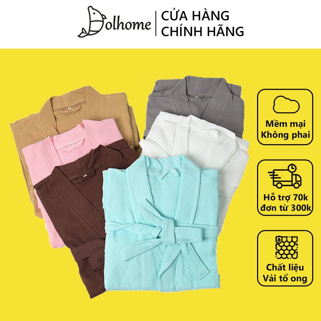 Áo choàng tắm unisex Dolhome chất liệu cotton tổ ong mềm mại nhiều màu sắc 750gram-22133