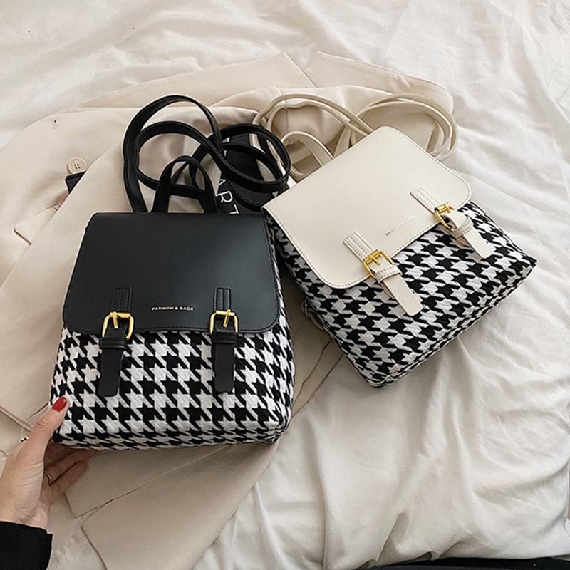 IELGY Ba Lô Họa Tiết Kẻ Sọc Màu Sắc Cổ Điển Thời Trang Cho Nữ