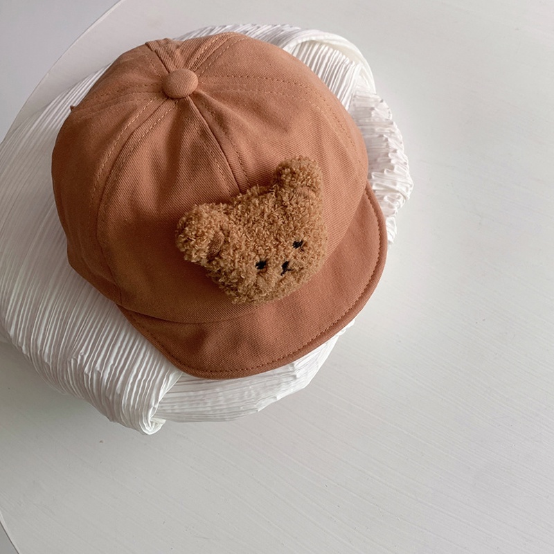 Mũ Lưỡi Trai Cotton Mềm In Hình Gấu Hoạt Hình Phong Cách Hàn Quốc Đi Biển Mùa Hè Cho Bé Trai Bé Gái