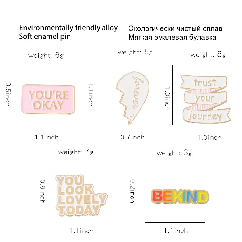 Ghim Cài Áo Kim Loại Hình Chữ Nhật In Chữ Tiếng Anh Cá Tính Thích Hợp Làm Quà Tặng Bạn Bè