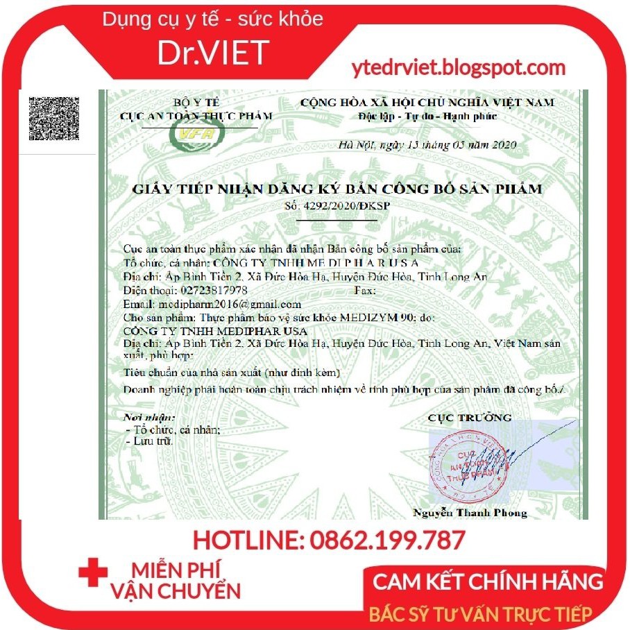 MEDIZYM 90- Hộp 100 viên Hỗ trợ giảm sưng, đau họng, viêm đường hô hấp, phù nề do chấn thương, đau khớp, nghẽn mạch vành