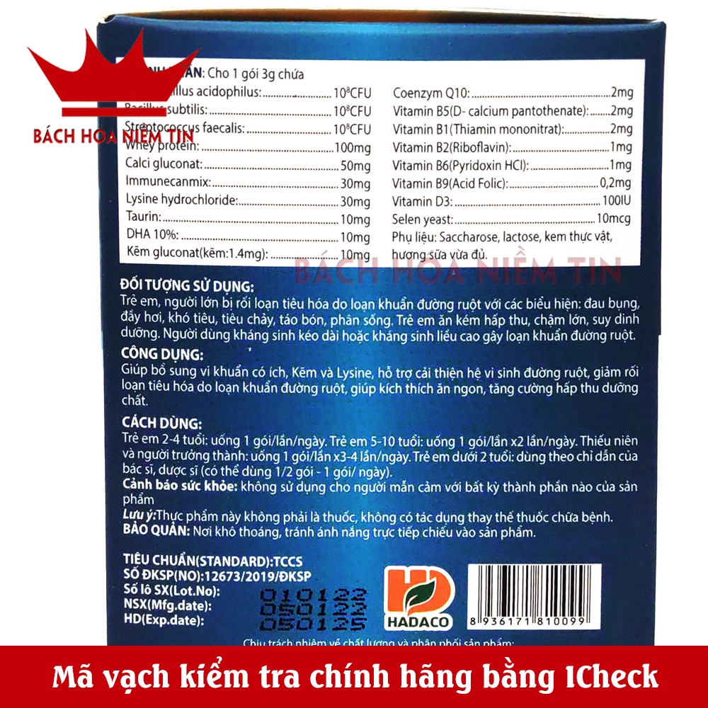Men tiêu hóa Biogin Gold -men vi sinh bổ sung lợi khuẩn, kẽm giúp tiêu hóa khỏe, ăn ngon miệng, giảm rối loạn đường ruột