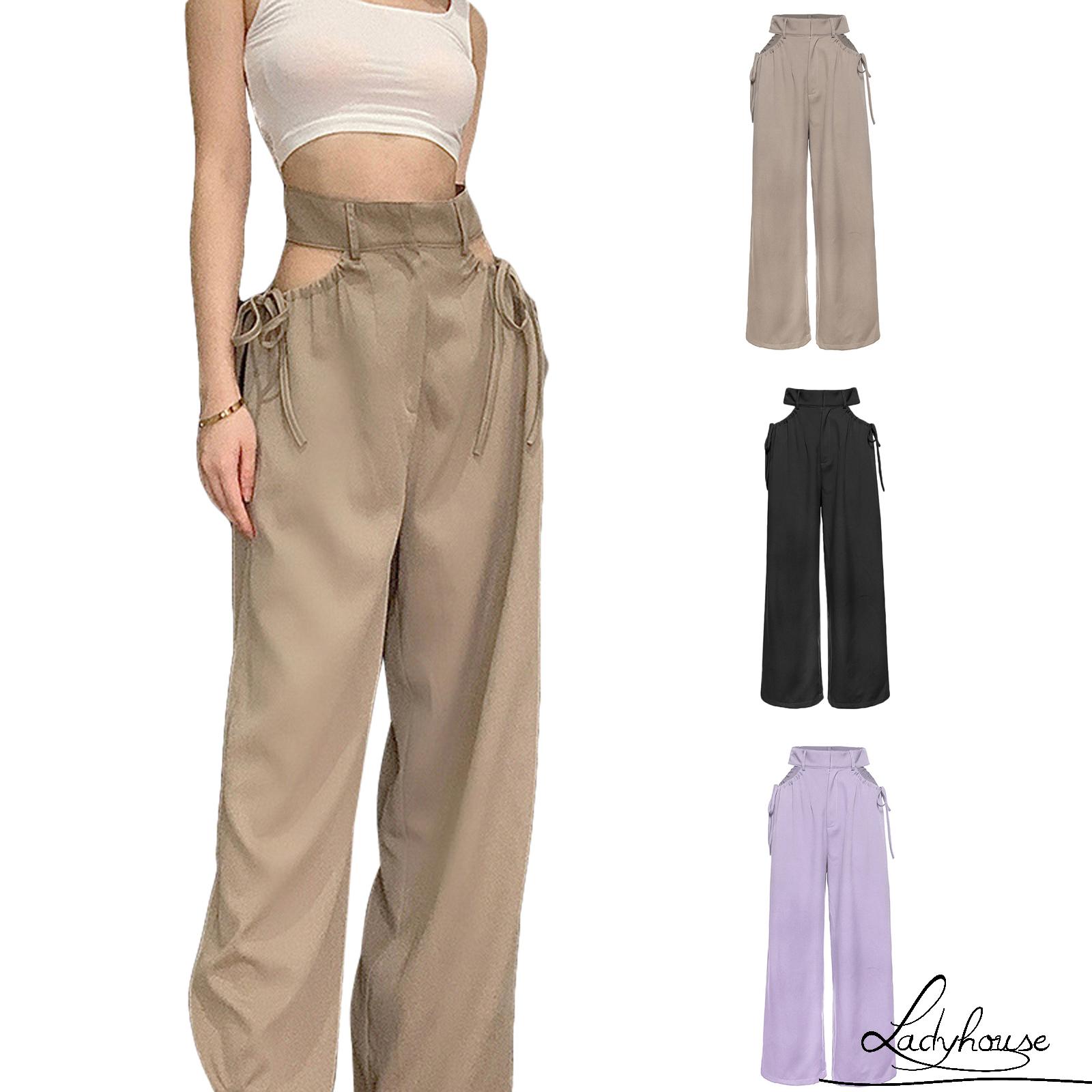 Quần Dài Lưng Cao Phối Dây Rút Thời Trang Cho Nữ Ld %0020