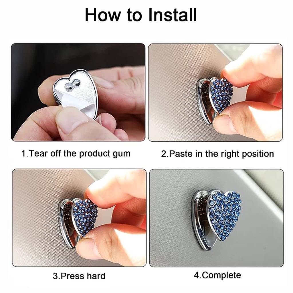 Bộ 2/5 Móc Treo Đồ Mini Kiểu Hoạt Hình Đính Đá Sáng Lấp Lánh Gắn Sau Ghế Ngồi Xe Hơi