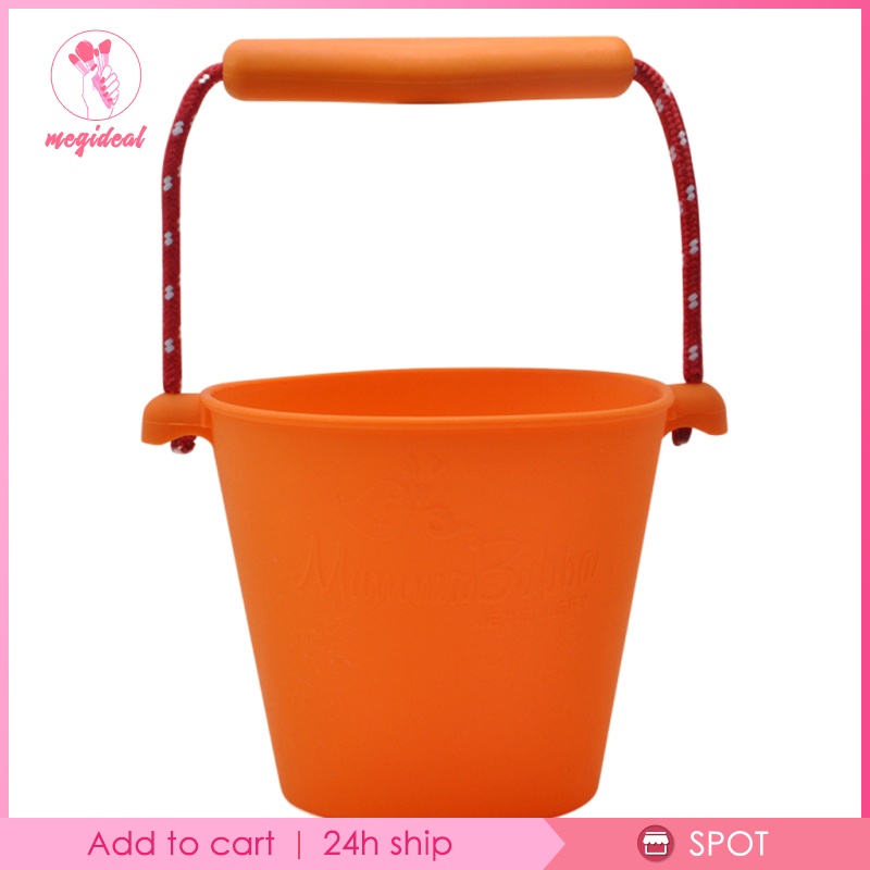 [MEG] Kids Baby Beach Bucket Silicone Folding Hand-Held Barrel Sand Pour Water Toy Summer Party Playing