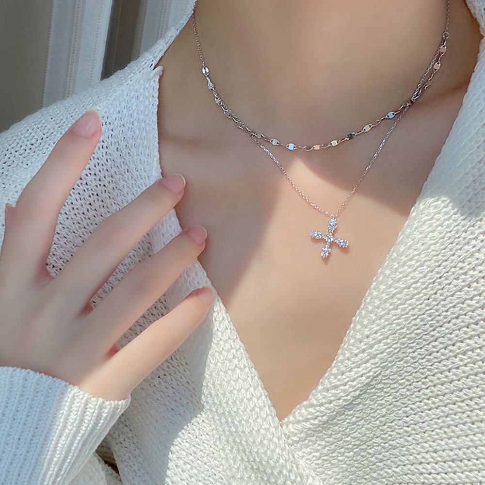 Vòng cổ Mặt Chữ Thập Đính Đá Thời Trang Cho Nữ