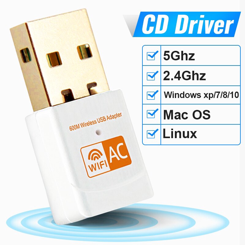 Usb Wifi Không Dây 600mbps Có Khe Cắm Thẻ Mạng 5 Ghz