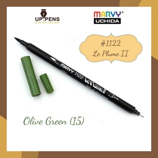 Bút brush viết calligraphy hai đầu Marvy 1122  - Màu xanh oliu (Olive Green - 15)