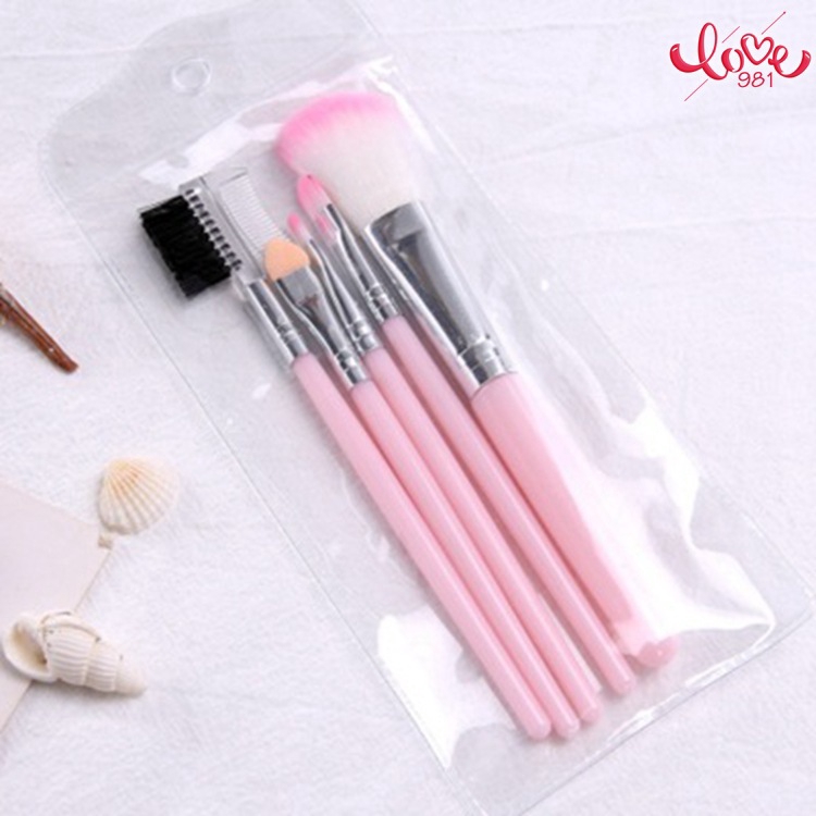 [Hàng mới về] Set 5 cọ trang điểm tông màu hồng đáng yêu nhỏ gọn dễ mang theo