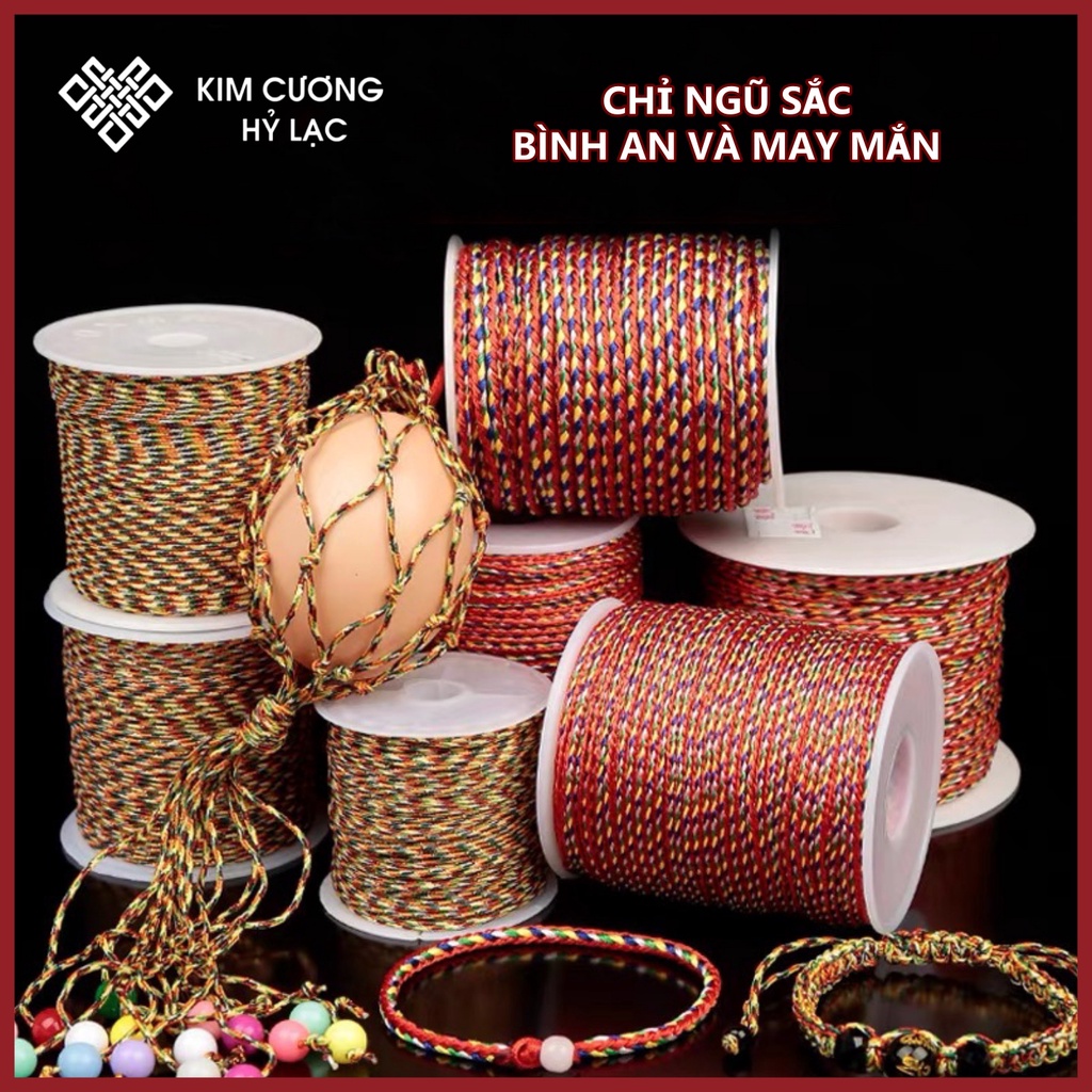 Chỉ Ngũ Sắc [Kim Cương Hỷ Lạc] Tết Vòng Tay Combo 2-5M