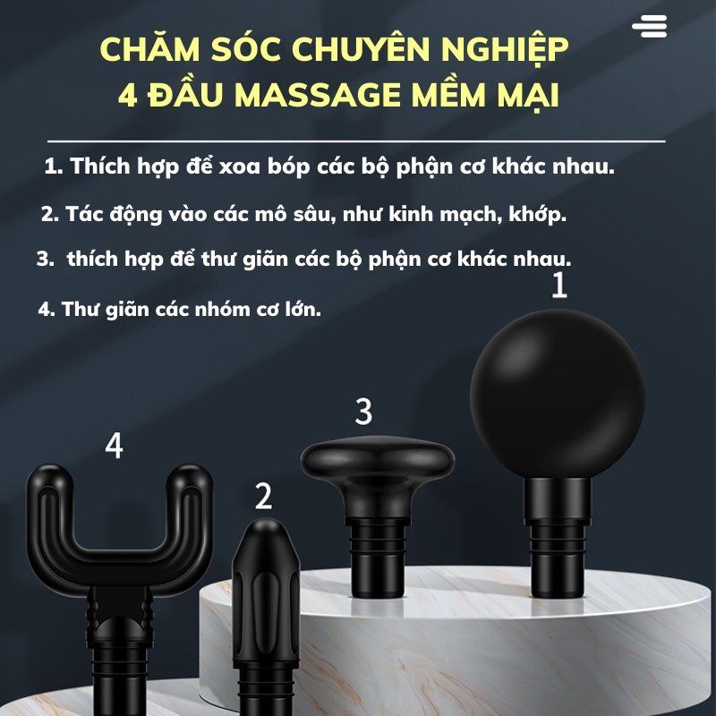 Máy Massage Cầm Tay Súng Massage Tay Chân Lưng Giảm Mỡ Giảm Nhức Mỏi Căng Cơ Gia Dụng Hoàng Anh