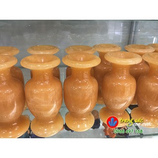 Lục bình đá hoàng long vàng đẹp 12cm trang trí bàn làm việc