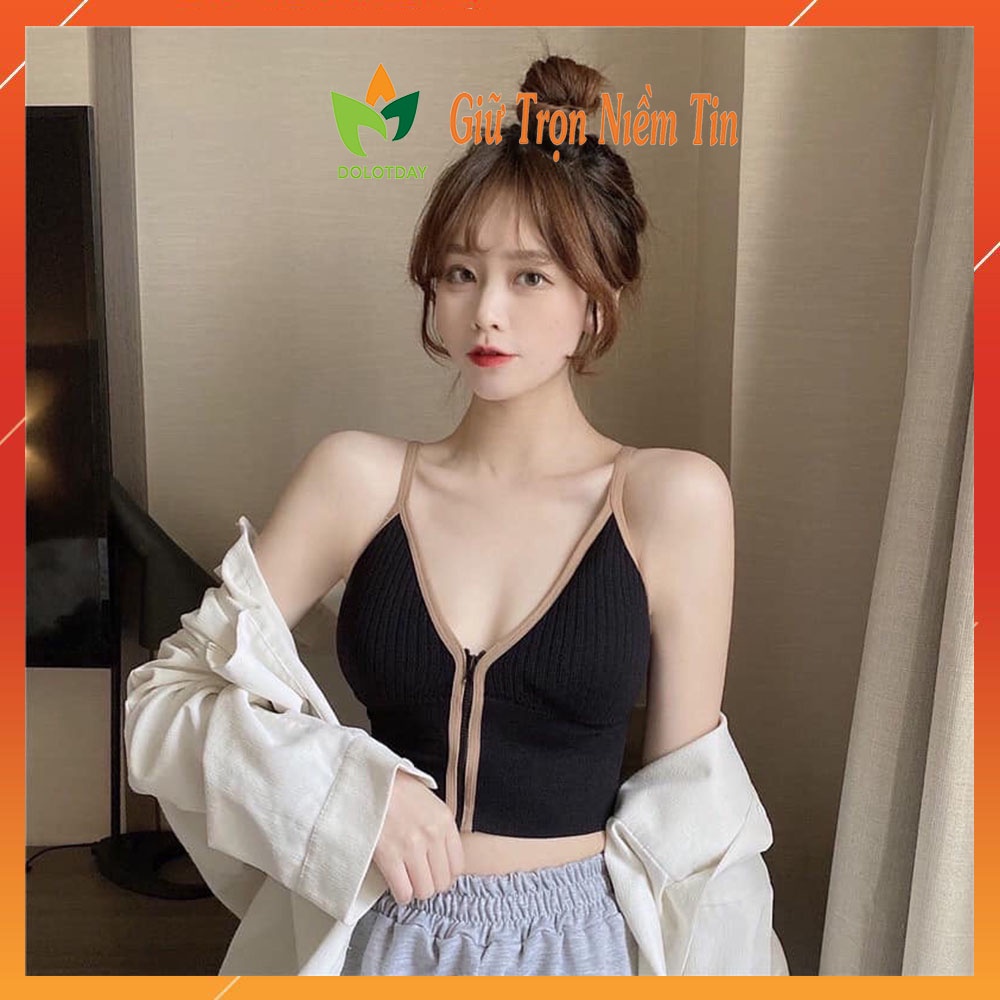 Áo lót 2 dây nữ dáng Croptop sexy có mút đệm mỏng len tăm thể thao cao cấp BRA06