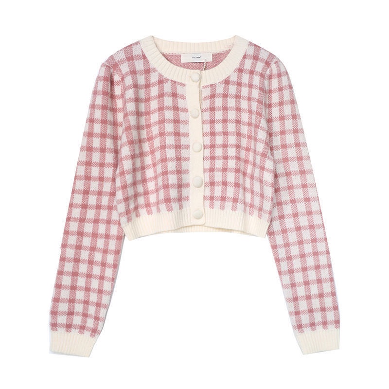 COZOK Áo len tay dài cổ tròn họa tiết kẻ sọc phong cách Hong Kong