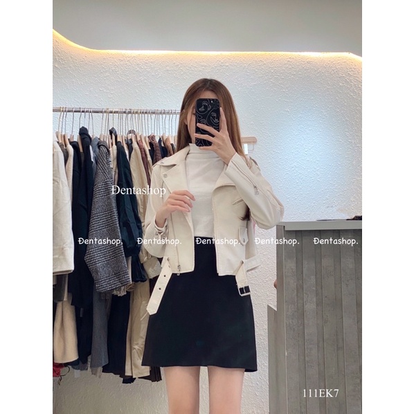 Áo khoác da cổ vest bẻ -111ek7- Đenta shop