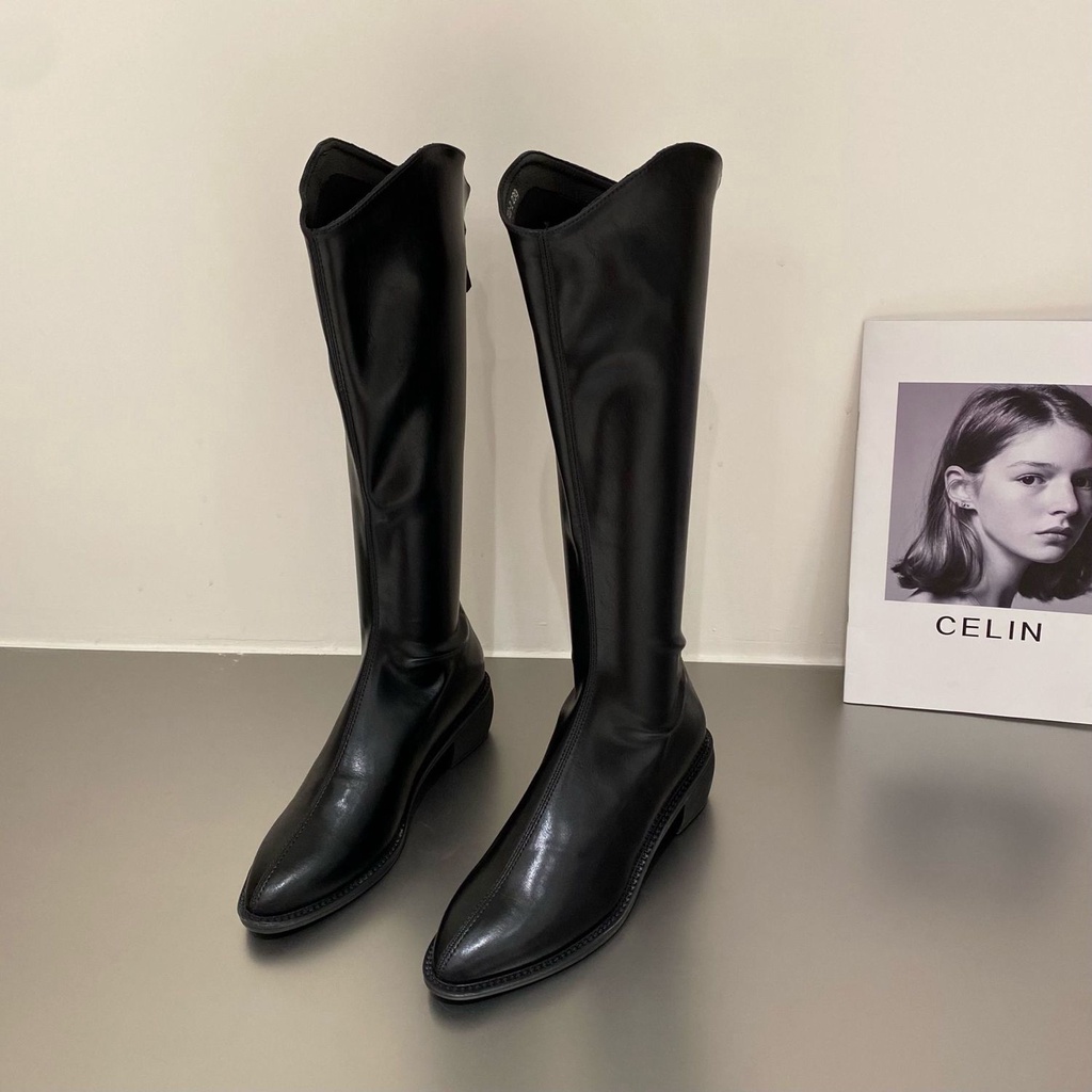 Giày bốt cổ cao phong cách cao bồi phương Tây thời trang thu đông cho nữ