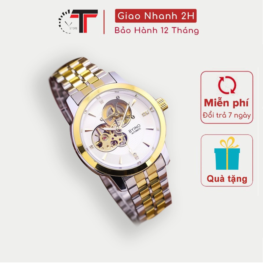 Đồng Hồ Nam, Đồng Hồ Cơ BYINO Lộ Tim Cơ - Chống nước - Chống Xước - Bảo hành 12 tháng kèm Thẻ BH
