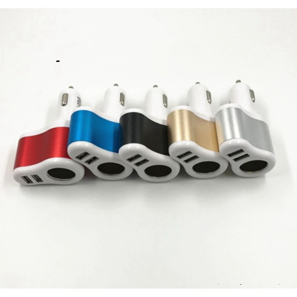 Sale bộ chia tâu sạc 3 in 1 với 1 tẩu 2 cổng USB sạc cực nhanh dùng cho ô tô