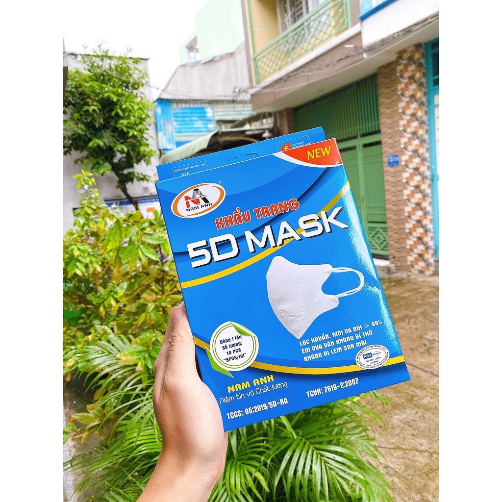 10 cái Khẩu trang y tế kháng khuẩn 3D 5D quai chun 3 lớp Nam Anh Famapro 5D Mask