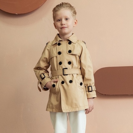 Áo khoác trendcoat bé trai 137KIDS thiết kế cao cấp 2 lớp dày dặn có đai lưng phong cách