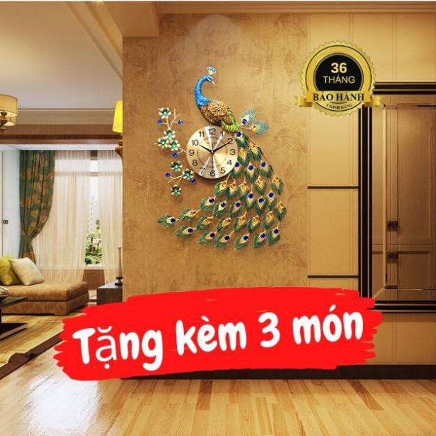 Đồng Hồ Treo Tường Trang Trí Phòng Khách Chim Công TT053