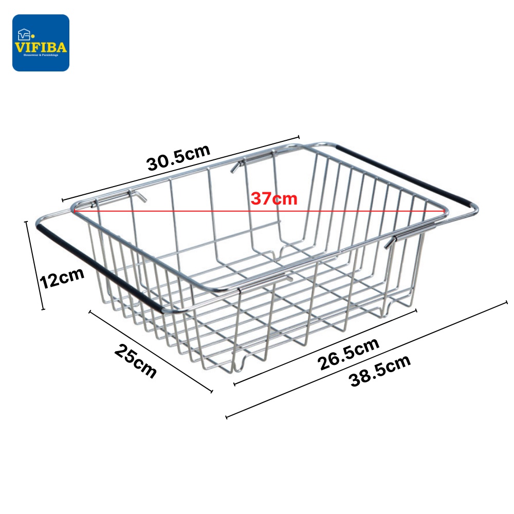 [Mã BMBAU50 giảm 7% đơn 99K] Giá Rổ Gác Bồn Rửa Chén Có Thể Điều Chỉnh Độ Dài 12x25x30.5cm VIFIBA INOX Chống Gỉ