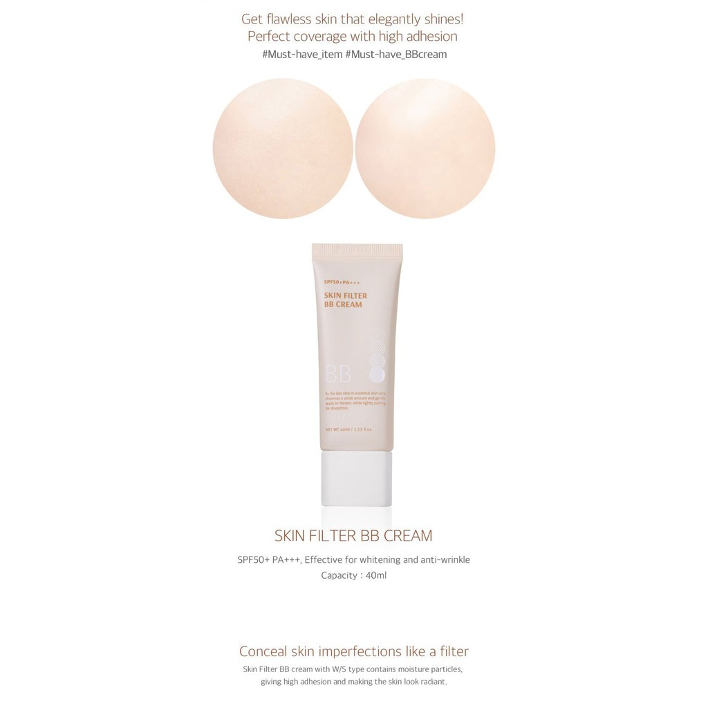 Kem Nền B.O.M SPF50 PA +++ Skin Filter BB Cream 40ml