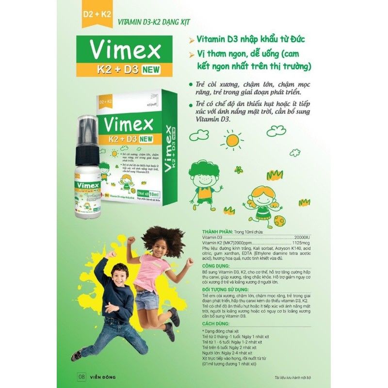 K2 D3 dạng xịt - VIMEX K2+D3 new dạng xịt phân liều chính xác, hấp thụ canxi tối đa (chất lượng ngang Dimao + Keovon)