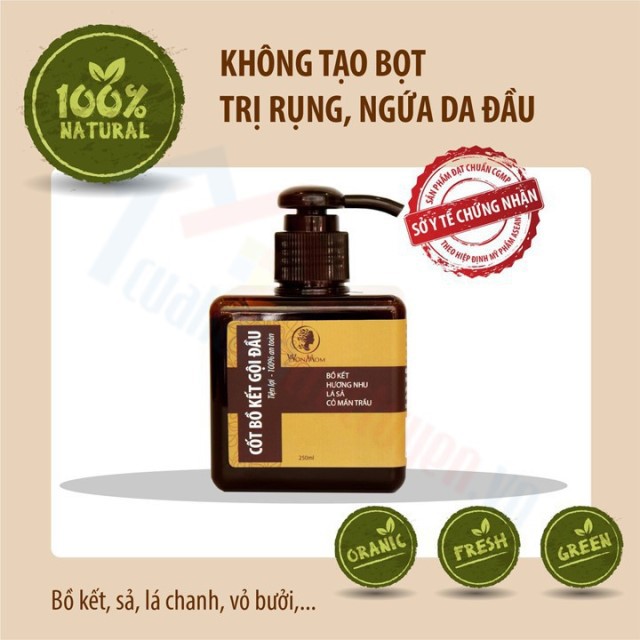 Dầu gội bồ kết trị rụng tóc, dưỡng tóc chắc khỏe 250ml - WonMom (Việt Nam)