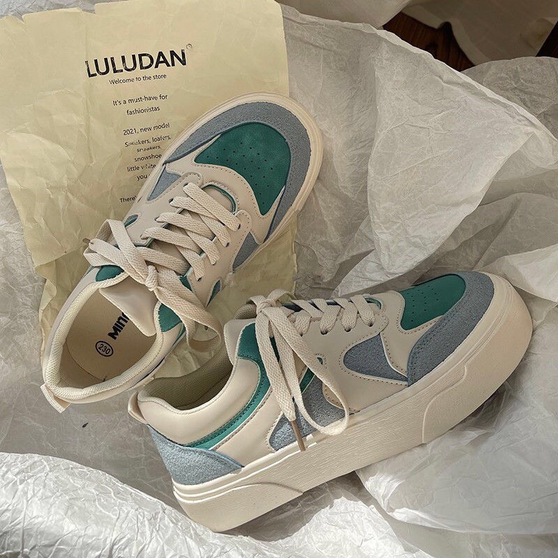 Giày thể thao nữ sneaker màu xanh phong cách cá tính hàng Quảng Châu