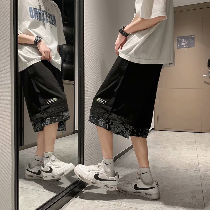 Quần Short Giả Hai Lớp Phong Quần Ống Suông Cách Hip Hop Quần Dài Nam Thể Thao Quần Đùi Kaki Nữ Thời Trang Cho Nam