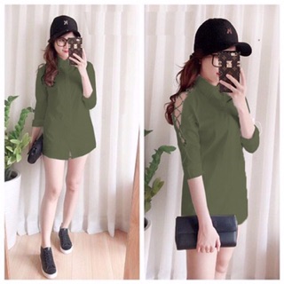 Áo Sơ Mi Nữ Form Dài Tay Đan Dây