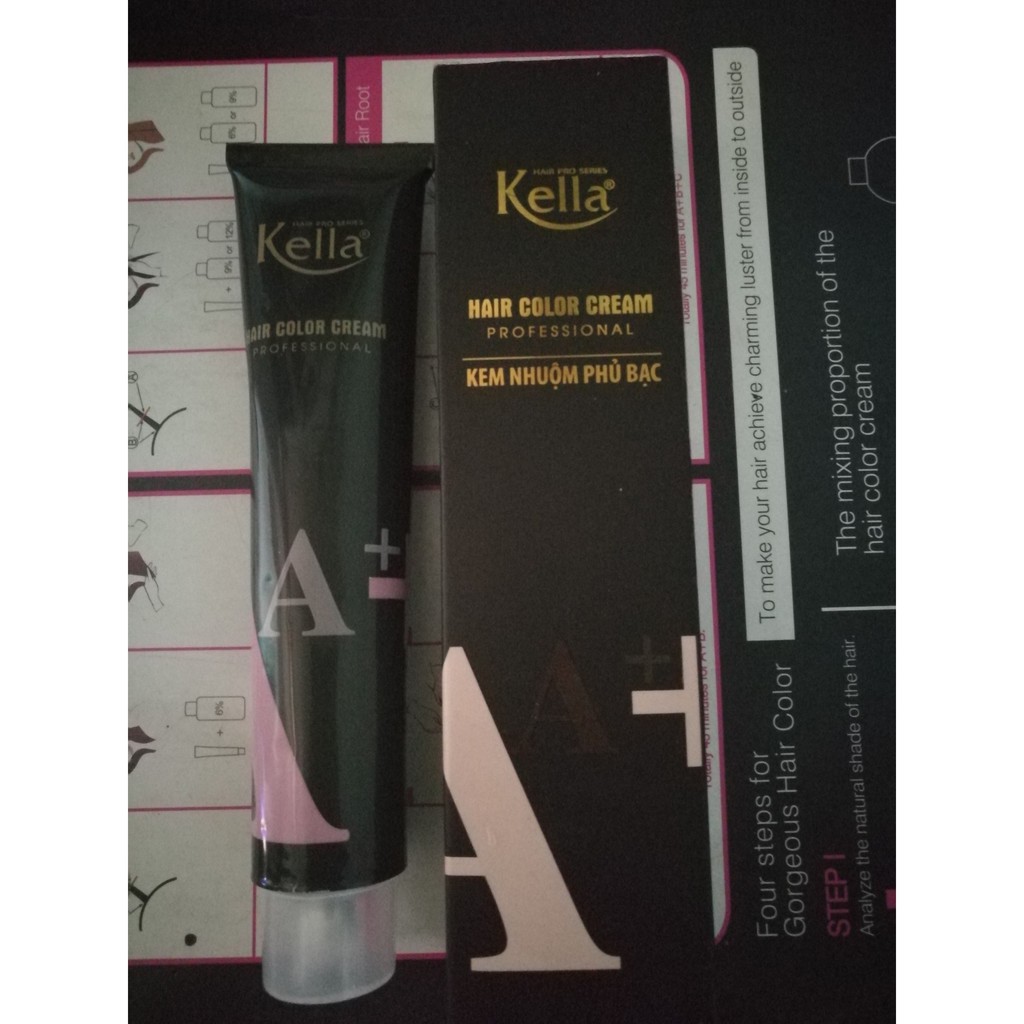 THUỐC NHUỘM PHỦ BẠC KELLA A+ MÀU đỏ sậm ÁNH đồng 100ML KÈM OXI