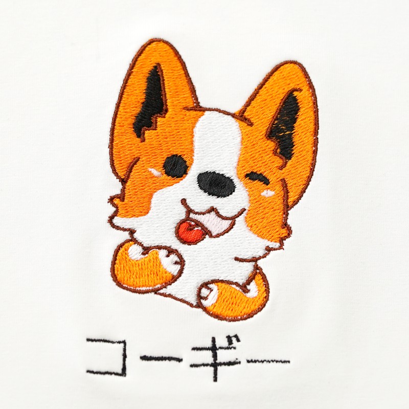 Áo Thun Nam Tay Lỡ MYO Vải Cotton Thêu Corgi