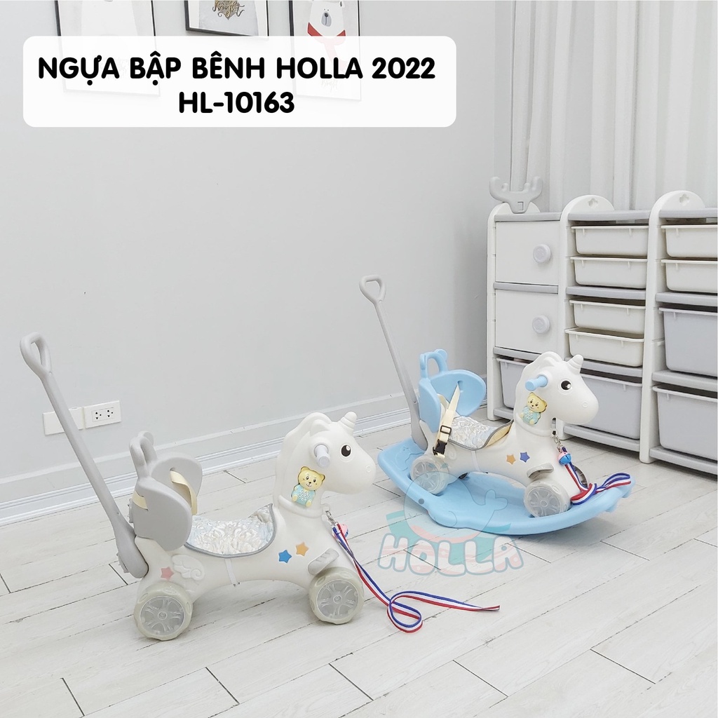 [Hàng Chính hãng] Ngựa bập bênh HOLLA 2 trong 1 có tay đẩy cho bé