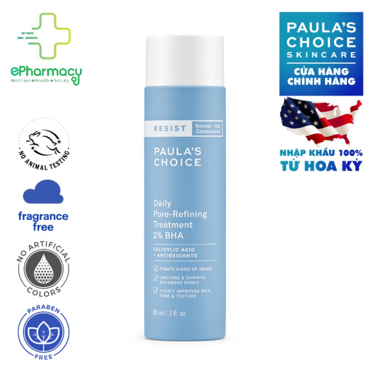 Paula Choice 2% BHA giảm mụn, se khít lỗ chân lông - Paula's Choice BHA 2% Resist Daily Pore Refining Treatment
