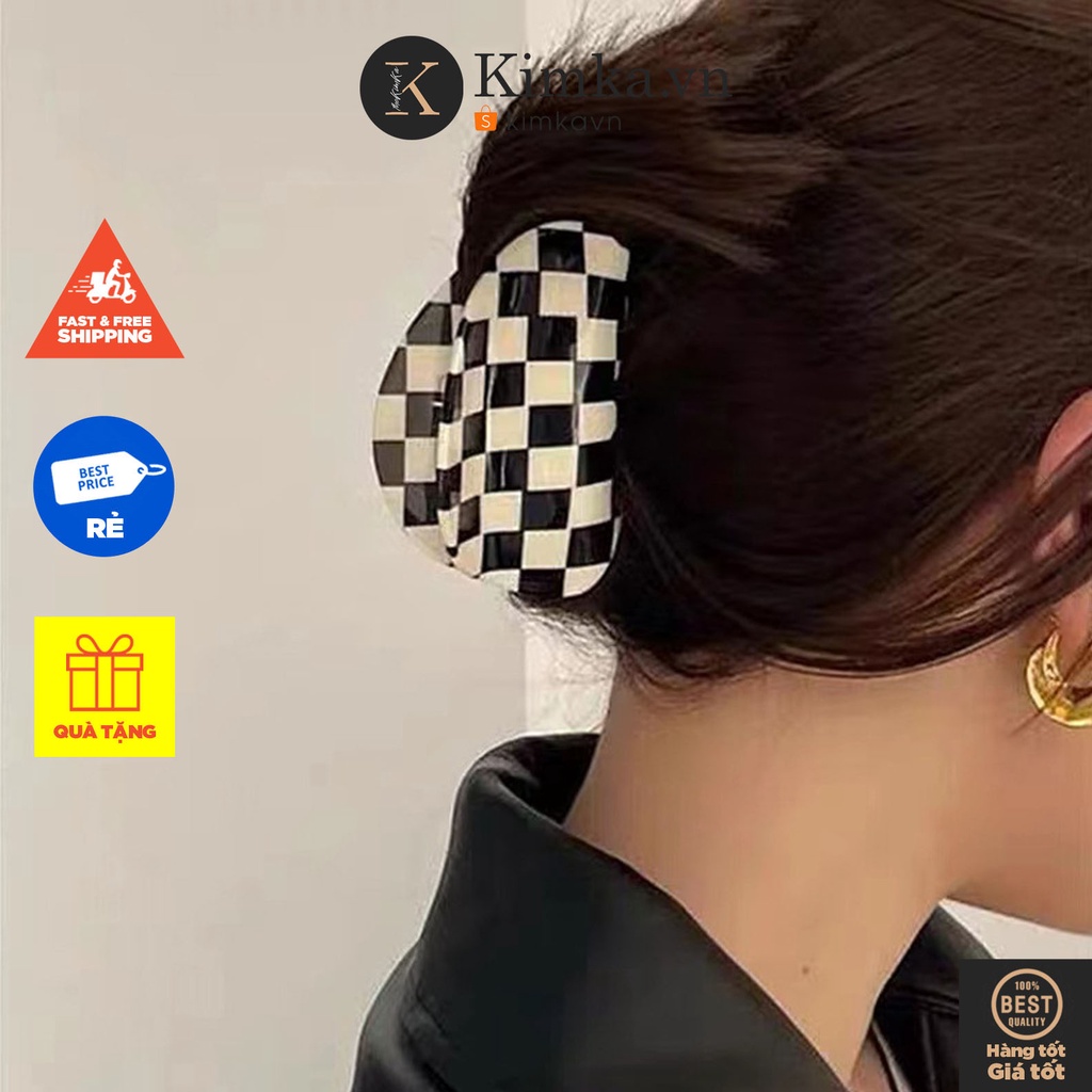(0413) Cặp Tóc Caro Vòm Cá Tính Phong Cách