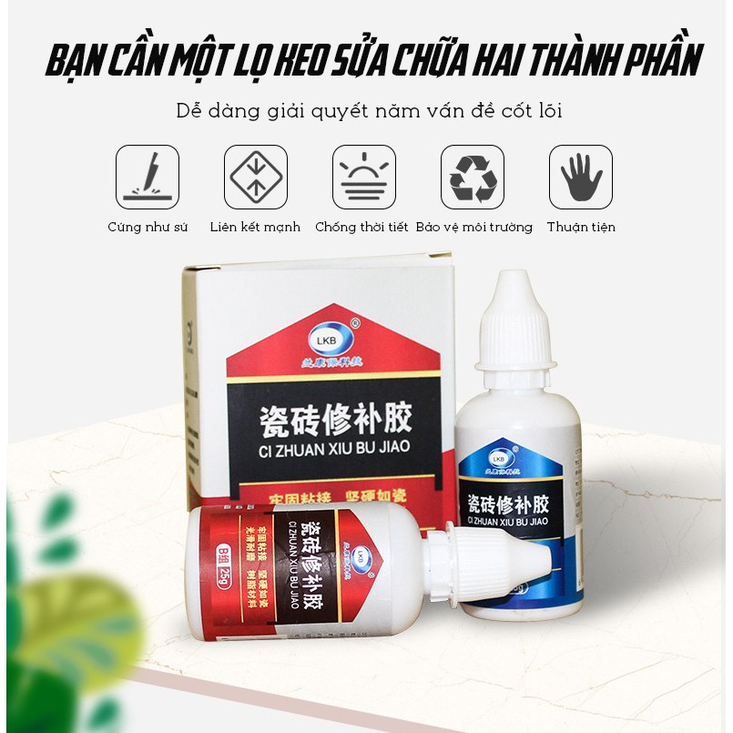 Bộ Đôi Keo Sửa Chữa Dán Gạch Men, Gốm Sứ Cao Cấp LKB