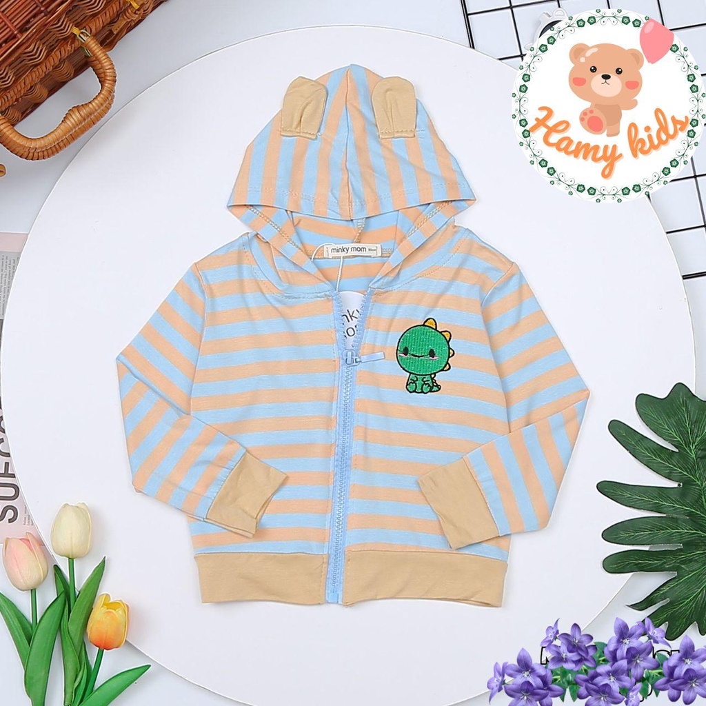 Áo Khoác Chống Nắng Cho Bé Minky Mom Chính Hãng Thun Lạnh Sọc Dệt Visco Có Nón Bé Từ 0-5 Tuổi Dưới 20kg - Hamykids