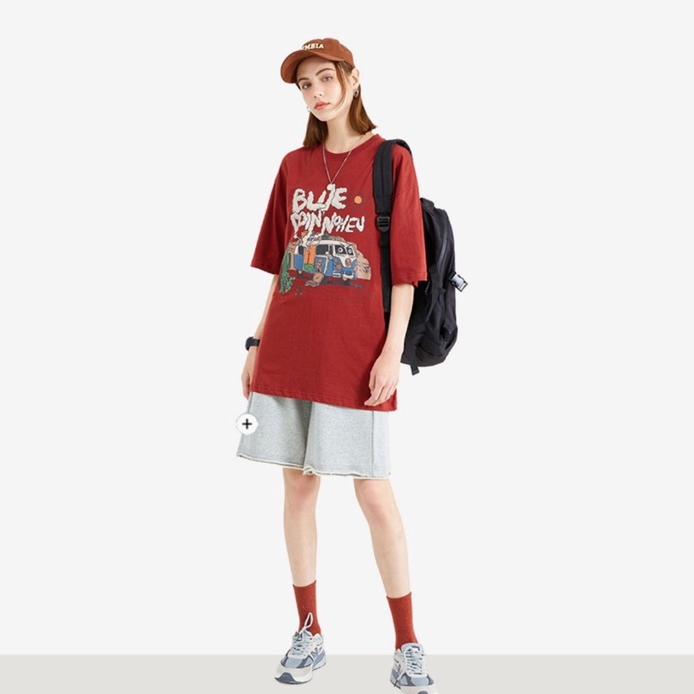Áo thun Nam nữ tay lỡ Unisex mặc cặp ĐỎ BLU DOIN , áo phông cotton 100% ĐỎ OTO chữ hình thật