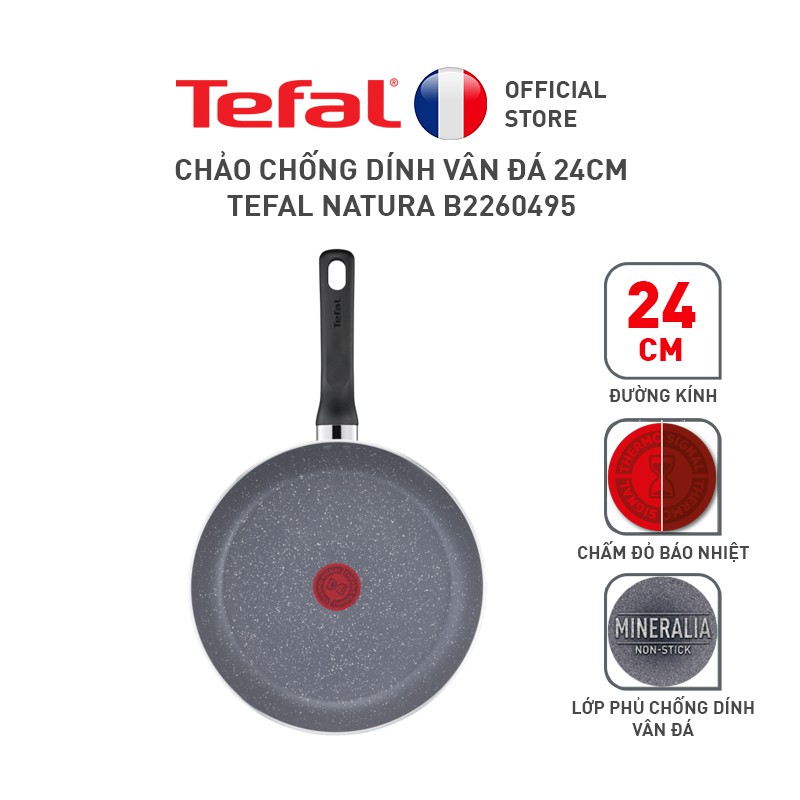 [Mã LIFEHL25 giảm 10% đơn 350K] Chảo chống dính vân đá Tefal Natura B2260495 24cm