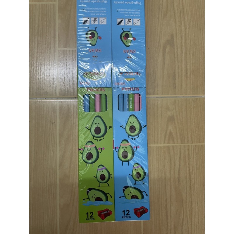 Bút chì sọc 2B 1 hộp 12 cây tặng kèm chuốt