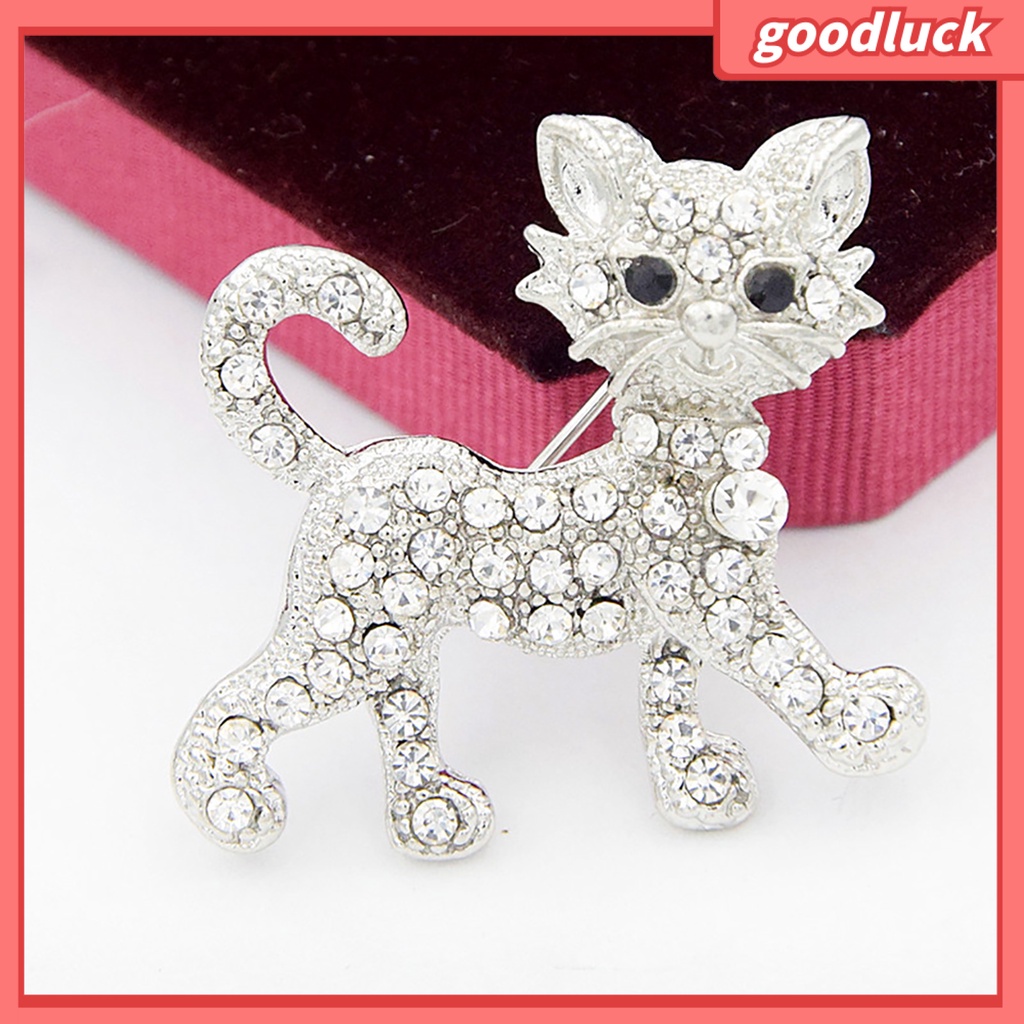 Ghim Cài Áo Hình Chú Mèo Đính Đá Nhân Tạo Thời Trang Cho Nữ