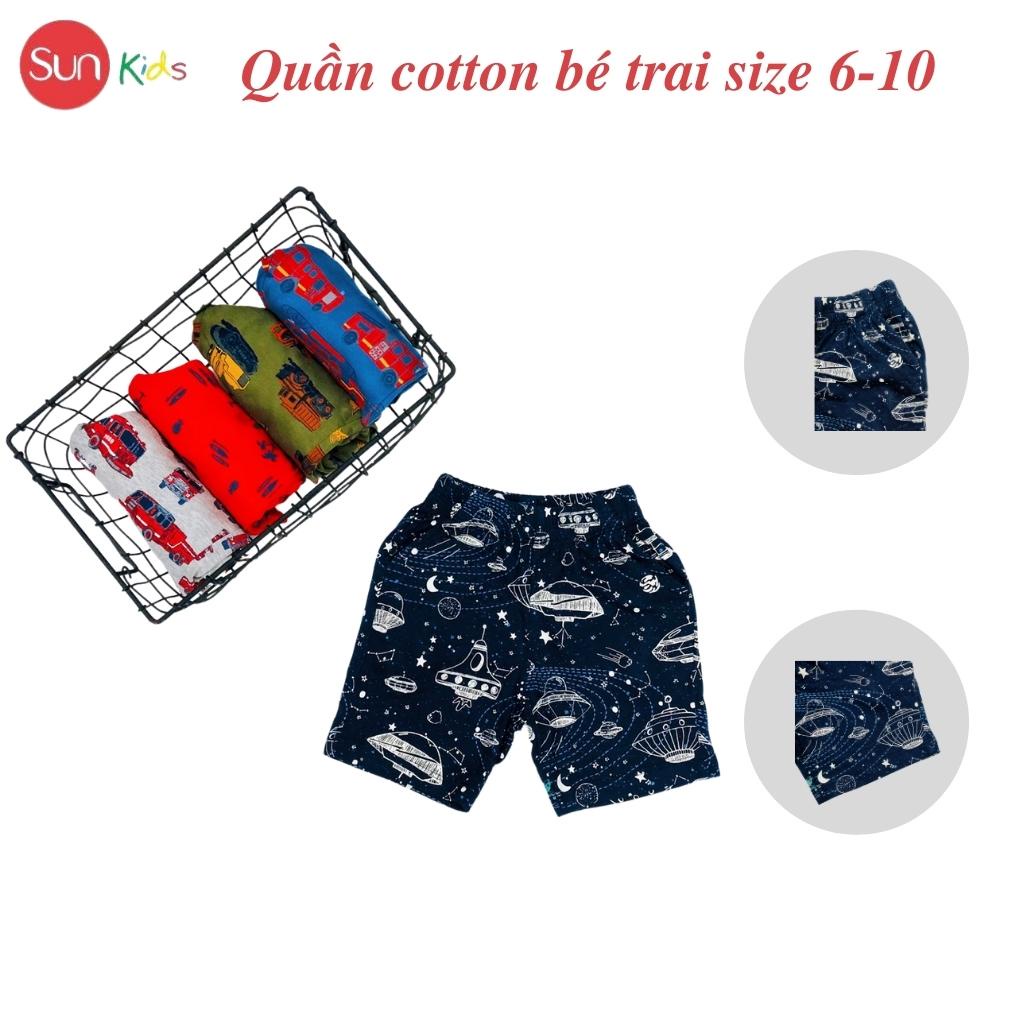 Quần đùi bé trai SUNKIDS, quần short bé trai chất cotton mềm mát, size 6-10 tuổi nhiều màu