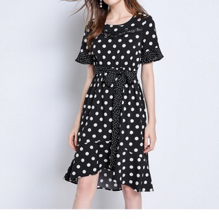 Đầm maxi big size màu đen chấm bi trắng bao đẹp size lớn 60-90kg