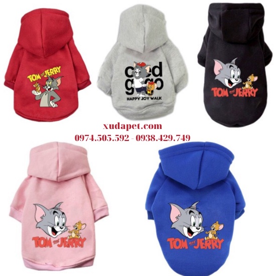 ÁO HOODIE CHO CHÓ MÈO HÌNH TOM AND JERRY (TỪ 2 -35KG)